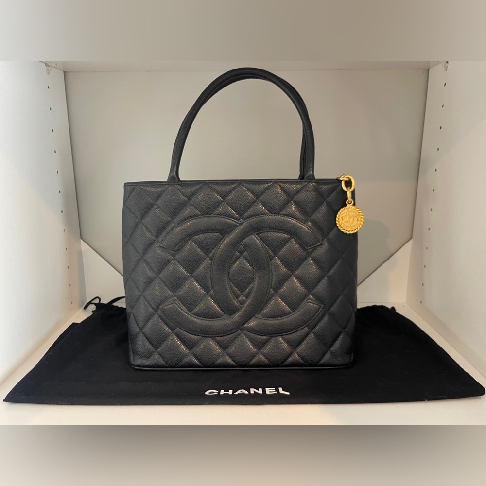 Chanel Navy Medallion Tote Quilted Caviar